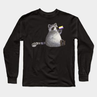 Nonbinary Pride Raccoon Long Sleeve T-Shirt